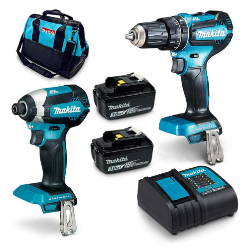 Makita 18V Cordless Hammer Drill & Impact Driver Kit With 2 x 18V Batteries + Charger