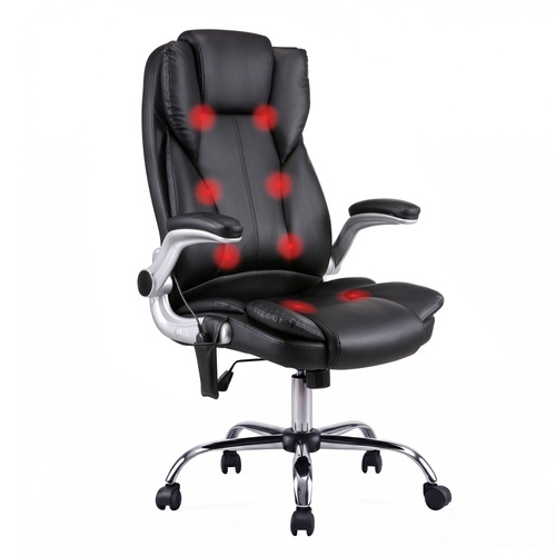 Artiss 8 Point Massage Office Chair PU Leather Black