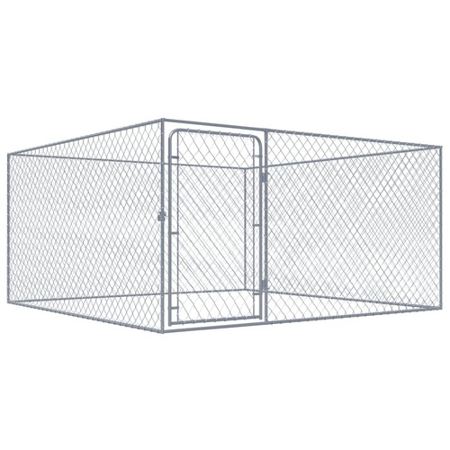 Outdoor Dog Kennel Galvanised Steel 2x2x1 m