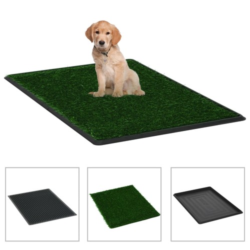 Pet Toilets 2 Pieces with Tray and Artificial Turf Green 76x51x3 cm WC