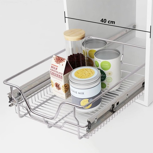 Pull-Out Wire Baskets 2 pcs Silver 400 mm