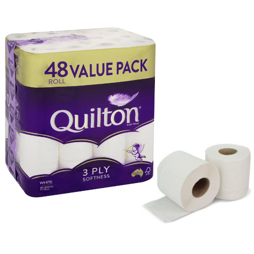 48x Quilton Toilet Paper Tissue Rolls 3-Ply 180 Sheets