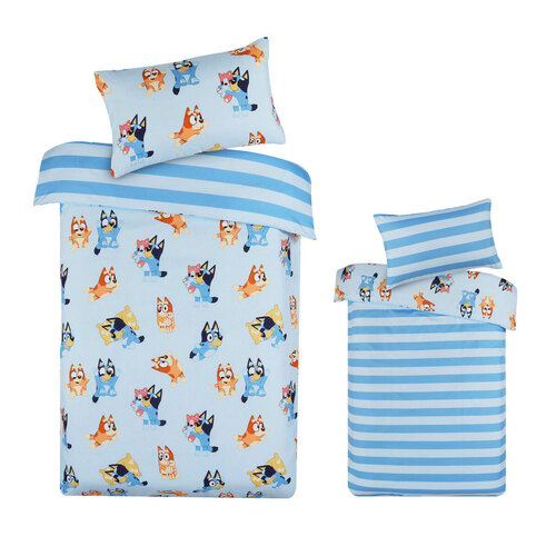 Bluey Bingo Reversible Striped Licensed Quilt Cover Set Single