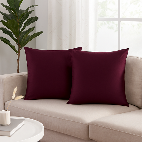 PepperMIll Satin European Pillowcases ( Pair ) BURGUNDY