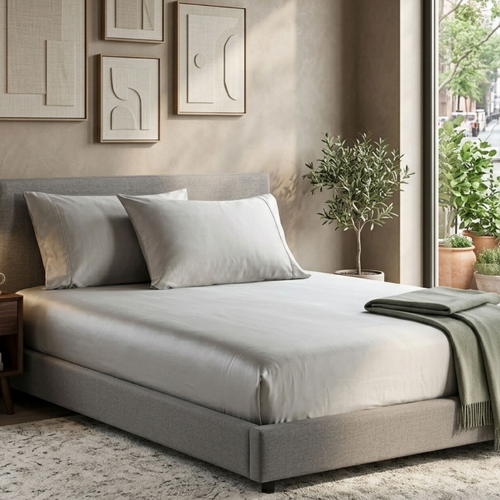400 thread count bamboo cotton 1 fitted sheet with 2 pillowcases king single silver