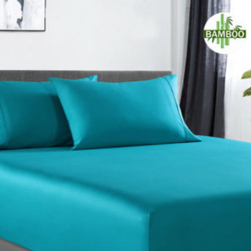 400 thread count bamboo cotton 1 fitted sheet with 2 pillowcases mega king teal