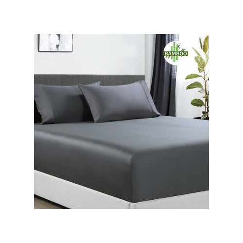 400 thread count bamboo cotton 1 fitted sheet with 2 pillowcases queen charcoal