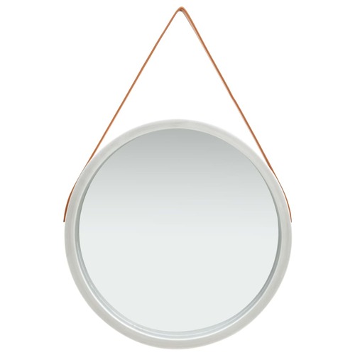 Wall Mirror with Strap 60 cm Silver